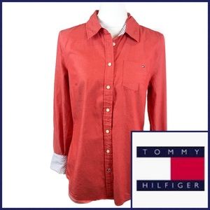 Tommy Hilfiger Red Button Down Shirt Size M